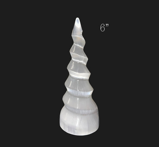 6" Selenite Spiral Tower