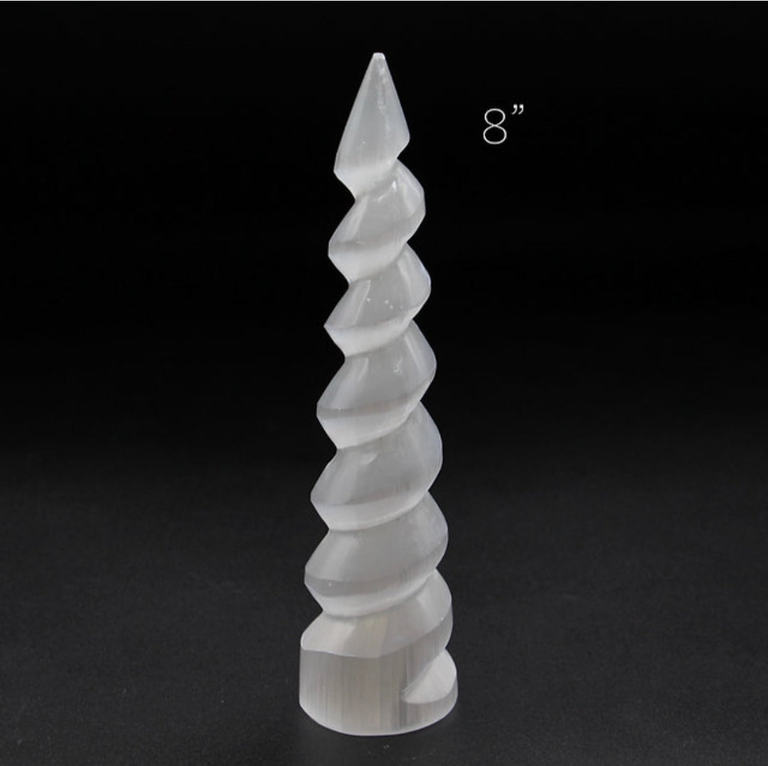 8" Selenite Spiral Tower